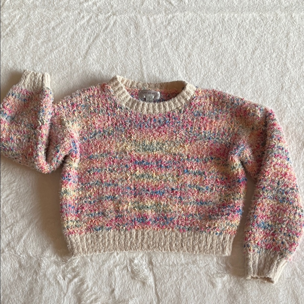 SAY WHAT? Multicolor Knit Girls Sweater. SZ M